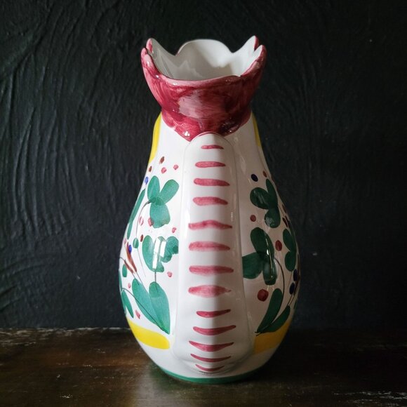 Vintage Hand-Painted Rooster Pitcher 8.5" Ceramic Pottery Made In Italy 16 fl oz - Picture 4 of 7